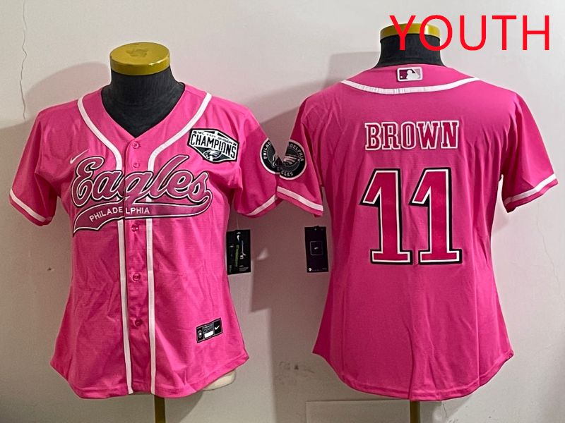 Youth Philadelphia Eagles 11 Brown Pink Jointly Name 2025 Nike Limited NFL Jersey style 3